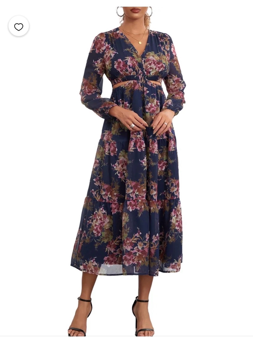 sofia by sofia vergara Navy Floral Midi Dress